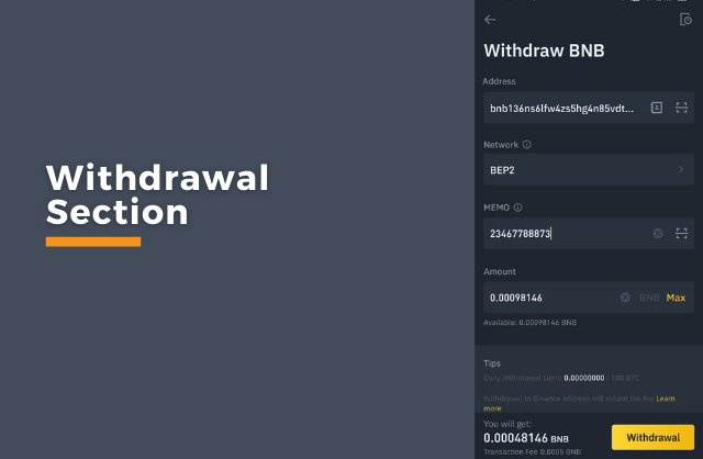 binance withdrawal options